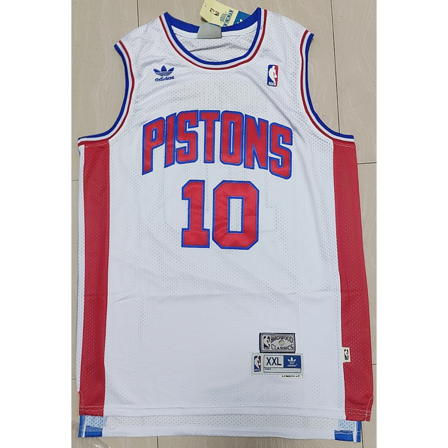 ลูกสูบดีทรอยต ์ ผู ้ ชาย NBA ใหม ่ #10 เสื ้ อบาสเก ็ ตบอลปักย ้ อนยุคเดนนิส Rodman สีขาว
