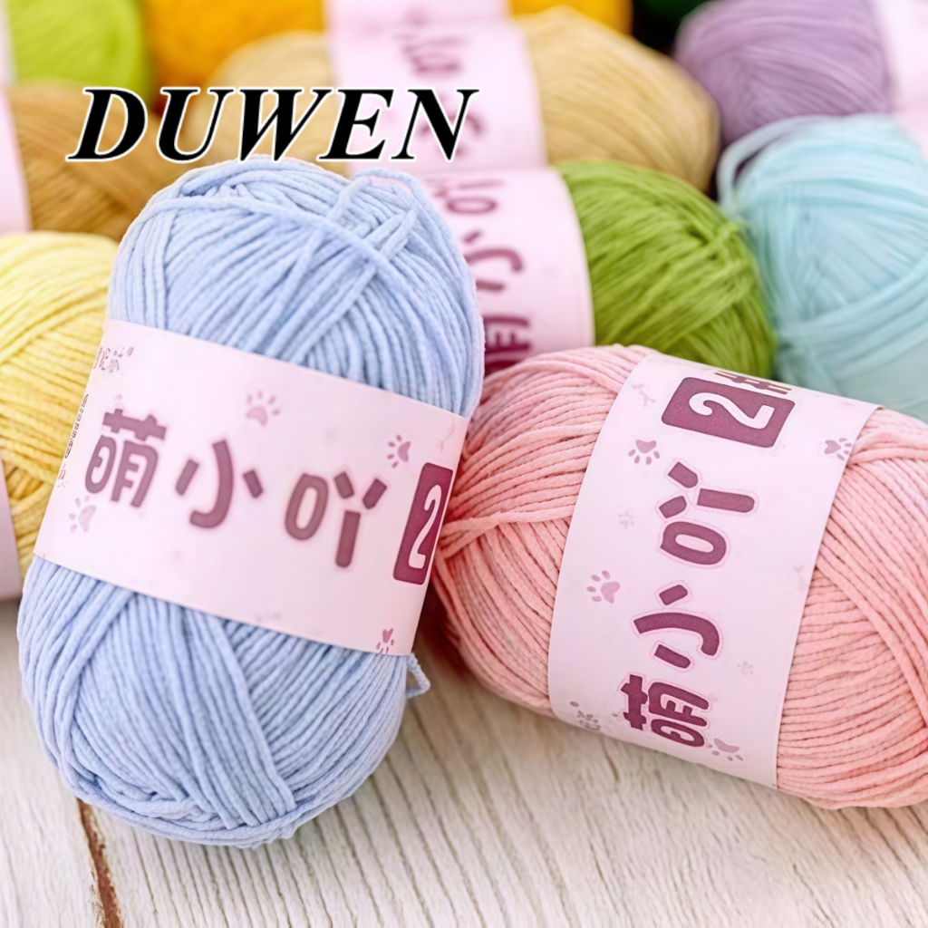 DUWEN 1.5 มม ไหมพรม 1ply ด้ายถักโครเชต์ แฮนด์เมด ขนาดเล็ก ลายทาง สําหรับตุ๊กตา