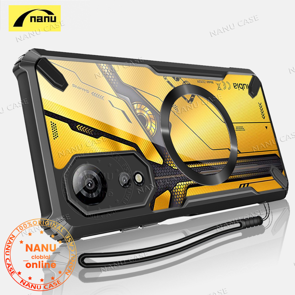 Nanu [Bull] สําหรับ ZTE Nubia Neo 2 5G เคสโทรศัพท์แม่เหล็กดูดปลอกกันกระแทก TPU Soft Case + ซิลิโคนเชือกเส้นเล็กอะคริลิคโปร่งใสกลับปกแข็งกล้องเกราะป้องกัน