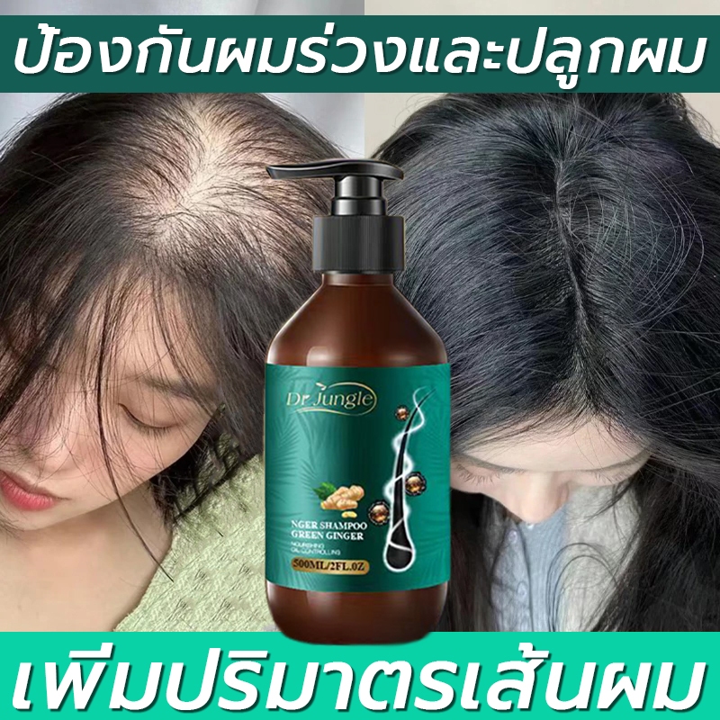 DR.JUNGLE แชมพูขิง แชมพูปลูกผมดก 500ML แชมพูเร่งผม  แชมพูขิง แชมพูสำหรับผมขาดหลุดร่วง สูตรอ่อนโยน บำรุงรูขุมผม ปรับปรุงคุณภาพเส้นผม ส่งเสริมเจริญเติบโตผม (แซมพูแก้ผมร่วง  แชมพูขิงเพียว แชมพูแก้ผมร่วง)