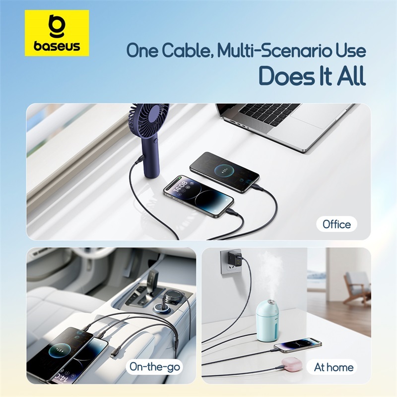 Baseus Ultra-Fast One-for-Three USB-A ถึง M+L+C 3.5A รูปที่ 7