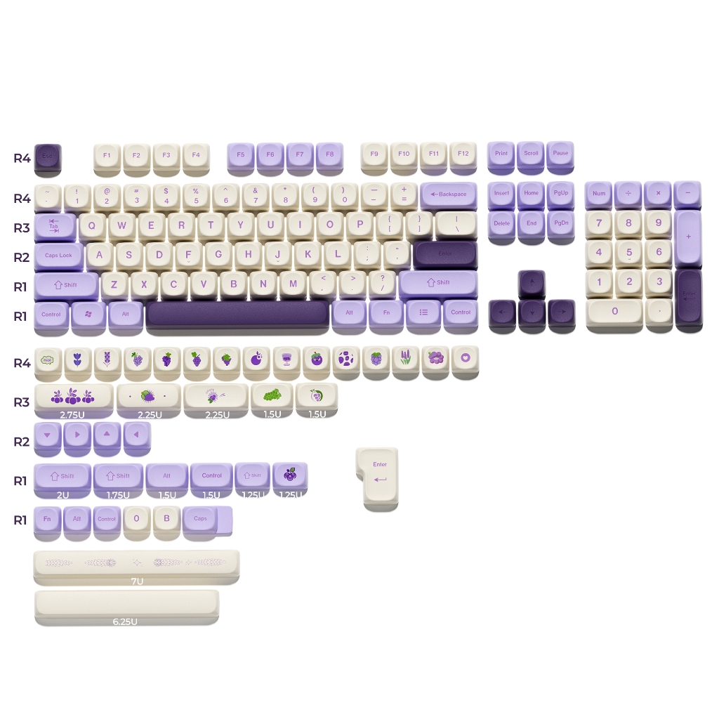 Xvx องุ่นสีม่วง MOA Profile Dye-Sub PBT Keycap Set 143-Key