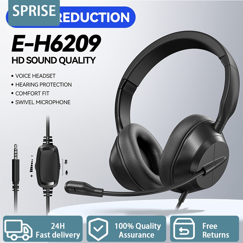 Sprise H6209 ชุดหูฟังสเตอริโอหมุนหูฟังไมโครโฟนเสียงรบกวน Cancelling 3.5 มม.และ Dual 3.5 มม.แจ็ค Multi-device หูฟังแถบคาดศีรษะปรับได้/ไมค์