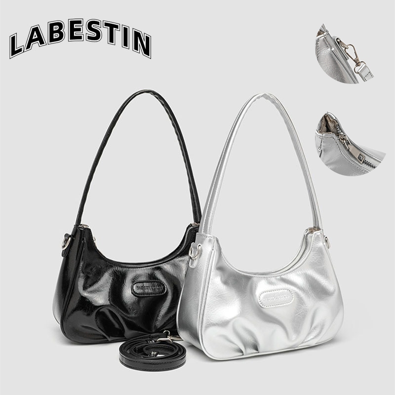 LABESTIN กระเป๋าสตรีใหม่ฝรั่งเศสอเนกประสงค์พร็อพจีบเมฆแบบพกพาไหล่ crossbody กระเป๋าบาแกตต์