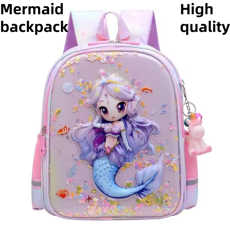 คุณภาพสูงเด็กกระเป๋าเป้สะพายหลัง kuromi กระเป๋าเป้สะพายหลังพร้อมเปลือกกันน้ํา Melody กระเป๋านักเรียน Melody bagpck นางเงือกกลับแพ็ค Melody กระเป๋านักเรียนโรงเรียนอนุบาล bagpack กระเป๋าหนังสือนางเงือก - รูปที่ 3