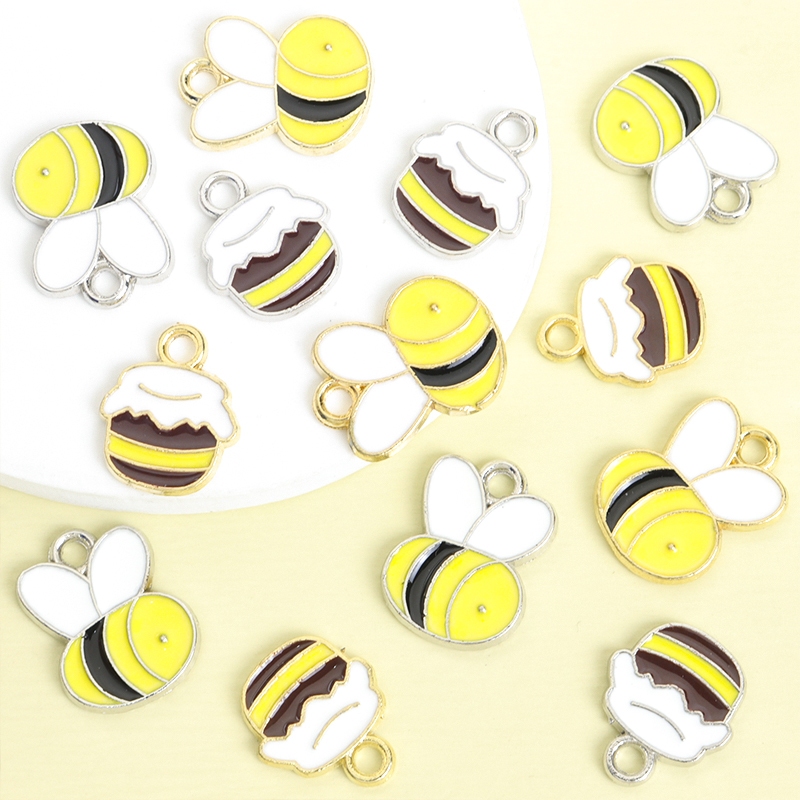 15ชิ้นถาม-รุ่นน่ารักผึ้งน้อยและสีเหลือง-สีดําน้ําผึ้งขวดจัดแต่งทรงผมเคลือบหยดน้ํามันเสน่ห์,แฟชั่นสร้อยคอสร้อยข้อมือต่างหูพวงกุญแจและโซ่อื่นๆเครื่องประดับทําเองอุปกร