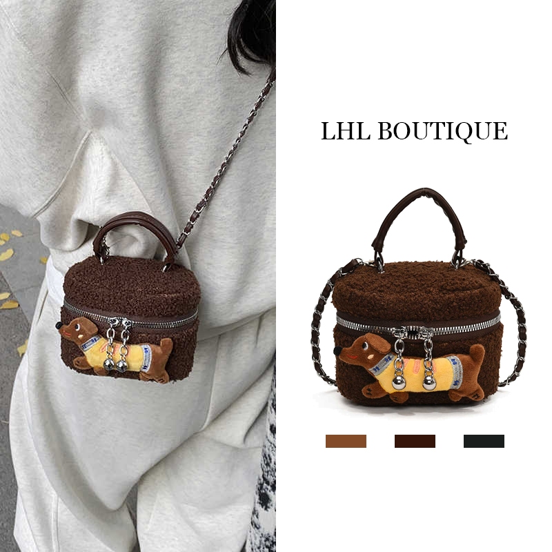 LHL BOUTIQUE กระเป๋าทรงสี่เหลี่ยมขนแกะขนาดเล็กสำหรับผู้หญิง กระเป๋ามินิอเนกประสงค์