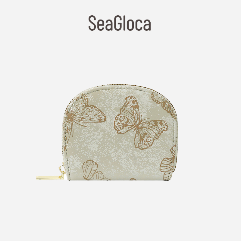 Seagloca การ์ดกระเป๋าซิป Multi-Slot Anti-Degaussing ผีเสื้อพิมพ์ผู้ถือบัตรสําหรั