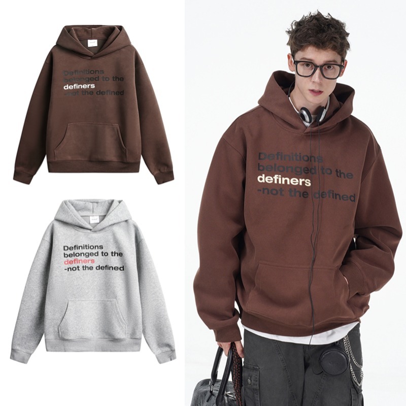 SUIKONE ซุยโคเนะ ฤดูใบไม้ร่วงความคมชัดสีพิมพ์ตัวอักษรเสื้อกันหนาวมีฮู้ดอเมริกันย้อนยุคผู้ชายและผู้หญิงหลวมเสื้อบาง