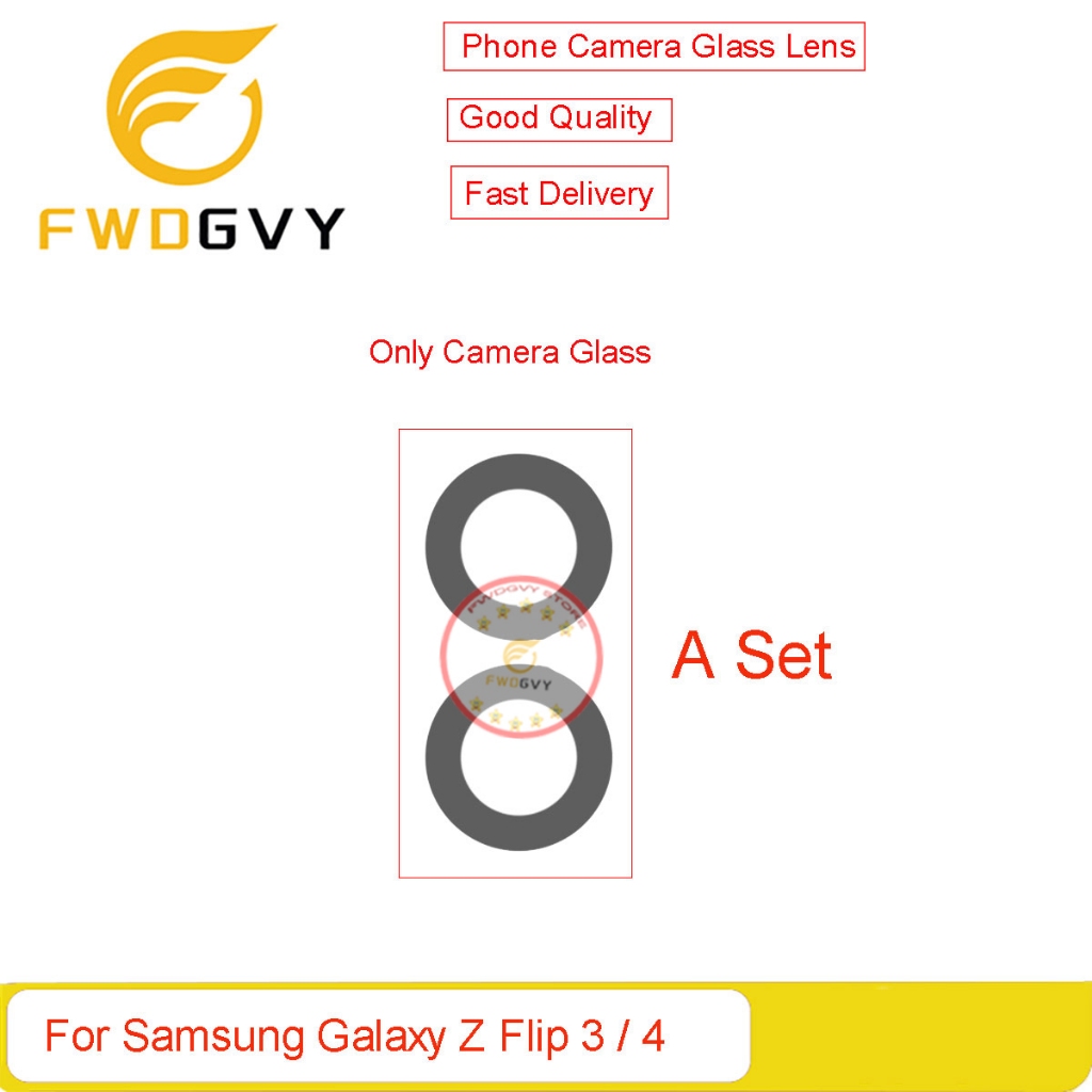 สําหรับ Samsung Galaxy Z Flip 3 4 เลนส์กล้องด้านหลังด้านหลังพร้อมกาวกาวอะไหล่ซ่อมเปลี่ยน