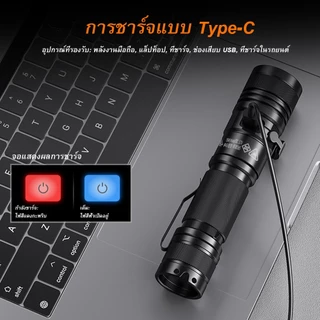 SUPERFIRE A12 ไฟฉาย LED Zoomable อลูมิเนียมอัลลอยด์แบบชาร์จไฟขนาดเล็กไฟฉายพร้อมคลิป