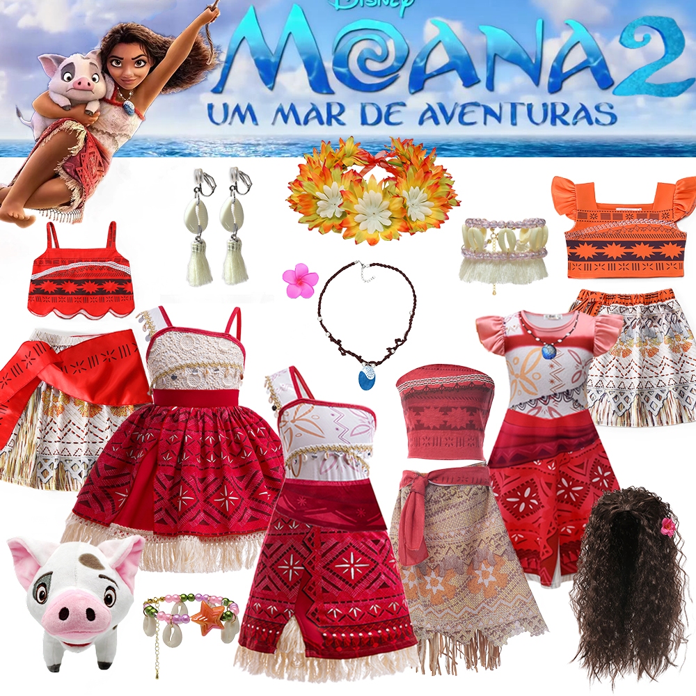 Moana 2 คอสเพลย์เครื่องแต่งกายสําหรับสาว Ocean Adventure Moana ชุดเจ้าหญิงสําหรับเด็กชุดงานเลี้ยงวันเกิดโรงเรียนเครื่องแต่งกายประสิทธิภาพ