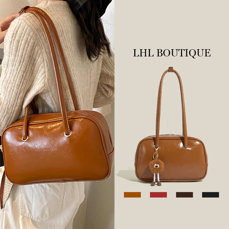 LHL BOUTIQUE กระเป๋าโบว์ลิ่งผู้หญิงใหม่แฟชั่นย้อนยุคใต้วงแขนกระเป๋าความจุขนาดใหญ่กระเป๋าถือ