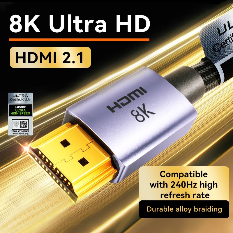 Llano 8K HDMI 2.1 สาย 8K/60Hz 4K/240Hz 2K/240Hz Ultra HD ความเร็วสูง 48Gbps สําหรับแล็ปท็อป PC PS4 โ