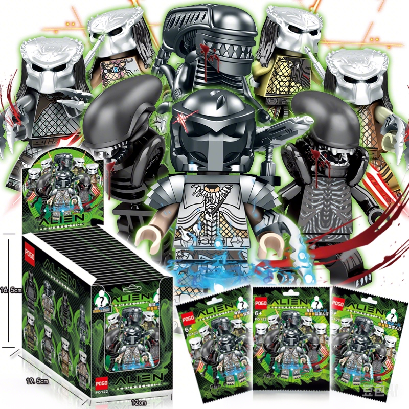 8pcs โมเดลสุดมันส์! ตัวต่อ Blind Bag นักรบเหล็กและเอเลี่ยน สำหรับสะสม, ของเล่นเสริมพัฒนาการและเสริมทักษะ