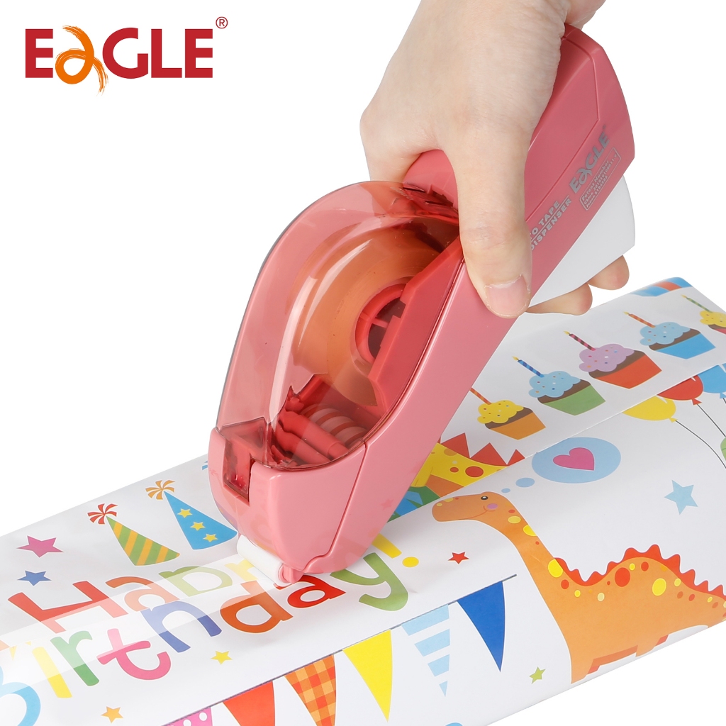 EAGLE Tape Dispenser เครื่องจ่ายเทปอัตโนมัติพร้อมเทป 2 ม้วนในเครื่องเดียว เหมาะสำหรับห่อของขวัญคริสต์มาส