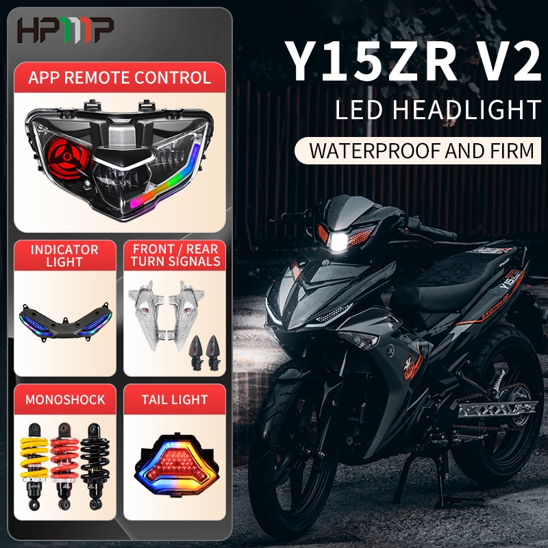 Y15zr V2 PNP LED HEADLAMP ด้านหน้า/ด้านหลัง TURN ป้าย PILOT โคมไฟหางโคมไฟ DEPAN RGB HPMP TST APP รีโมทคอนโทรล Y15 V2 อุปกรณ์เสริมรถจักรยานยนต์