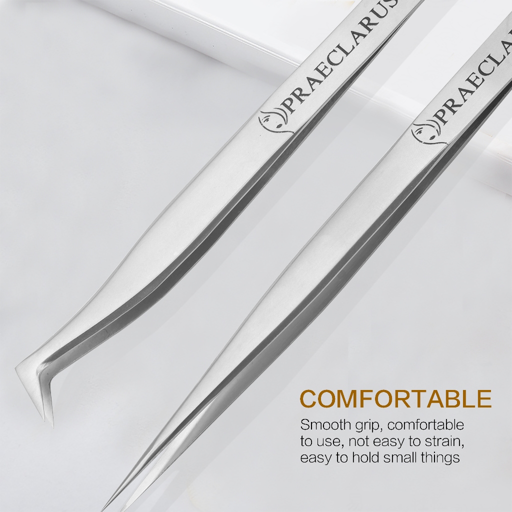 Praeclarus สแตนเลส Nipper แหนบป้องกันไฟฟ้าสถิตสําหรับต่อขนตาป้องกันการกัดกร่อนป้องกันกรดและฐาน ความแม่นยําสูงสแตนเลส Nippers เครื่องมือแต่งหน้า - รูปที่ 5