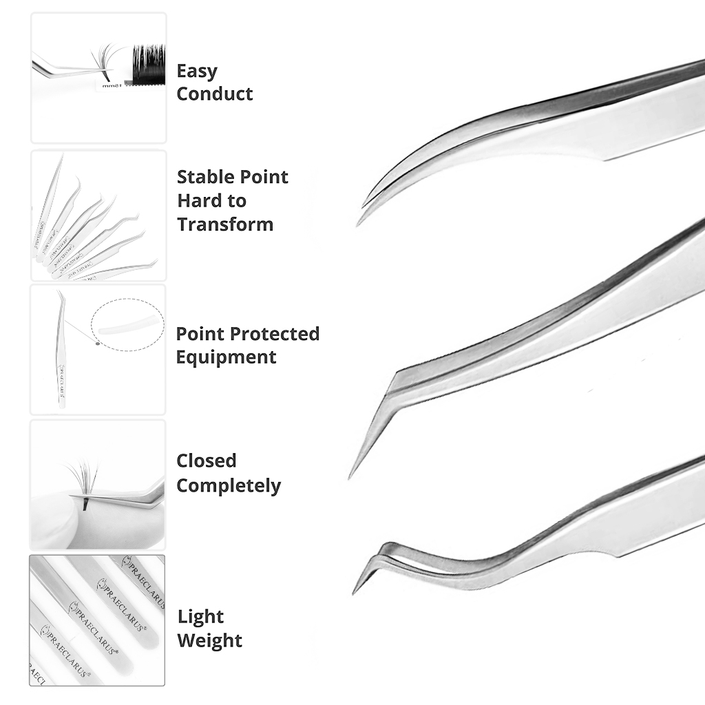 Praeclarus สแตนเลส Nipper แหนบป้องกันไฟฟ้าสถิตสําหรับต่อขนตาป้องกันการกัดกร่อนป้องกันกรดและฐาน ความแม่นยําสูงสแตนเลส Nippers เครื่องมือแต่งหน้า - รูปที่ 6
