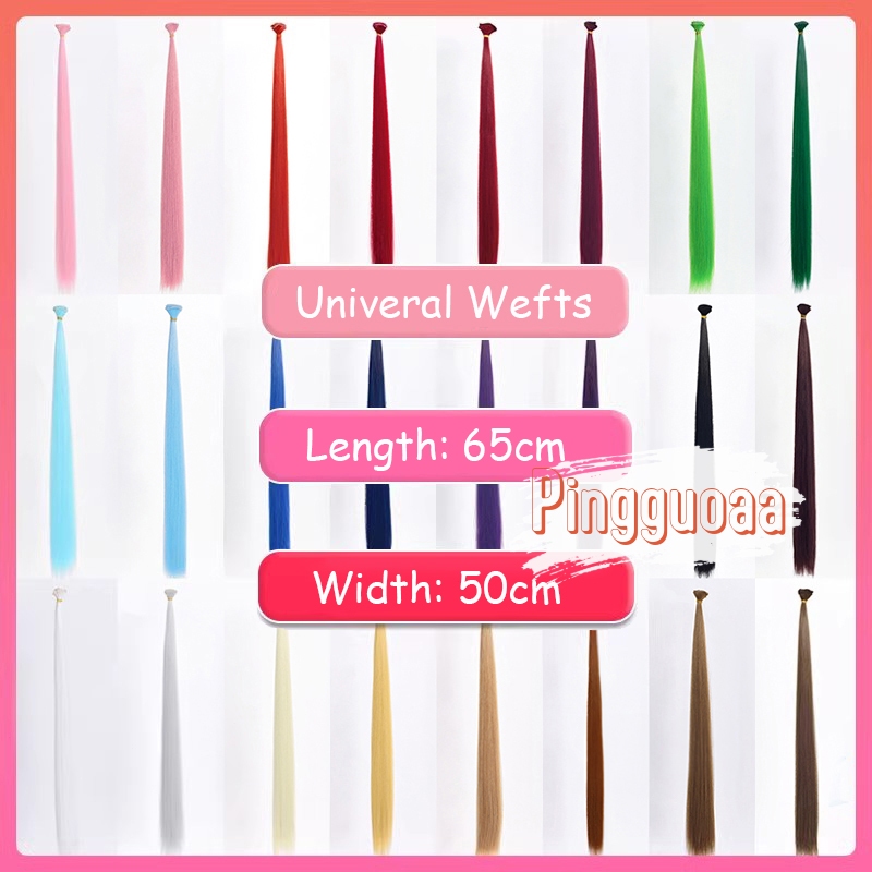 【Manmei】Anime Cosplay Wigs 65cm Long Universal Wefts Colorful Straight Hair Bundles Synthetic Weft Hair Extensions Straight Weave Hair Bulk