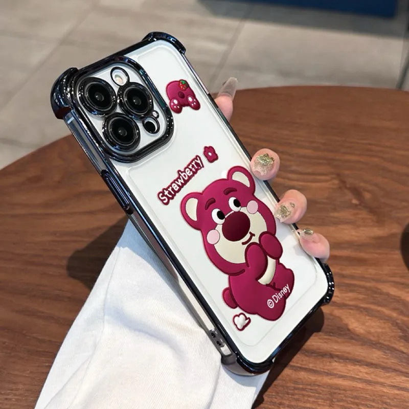 เคส Honor X9A X7B X7 4G 9X 9X Pro X50 X50 GT 200 Smart 5G สี่มุมซิลิโคนสตรอเบอร์รี่หมีกรณีโทรศัพท์