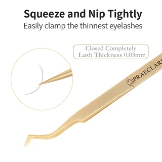 Praeclarus แหนบสแตนเลสต่อขนตาตรง Curl Golden Color Series แหนบเล็บเครื่องมือและแต่งหน้าการประยุกต์ใช้คลิป