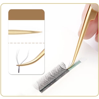 Praeclarus แหนบสแตนเลสต่อขนตาตรง Curl Golden Color Series แหนบเล็บเครื่องมือและแต่งหน้าการประยุกต์ใช้คลิป