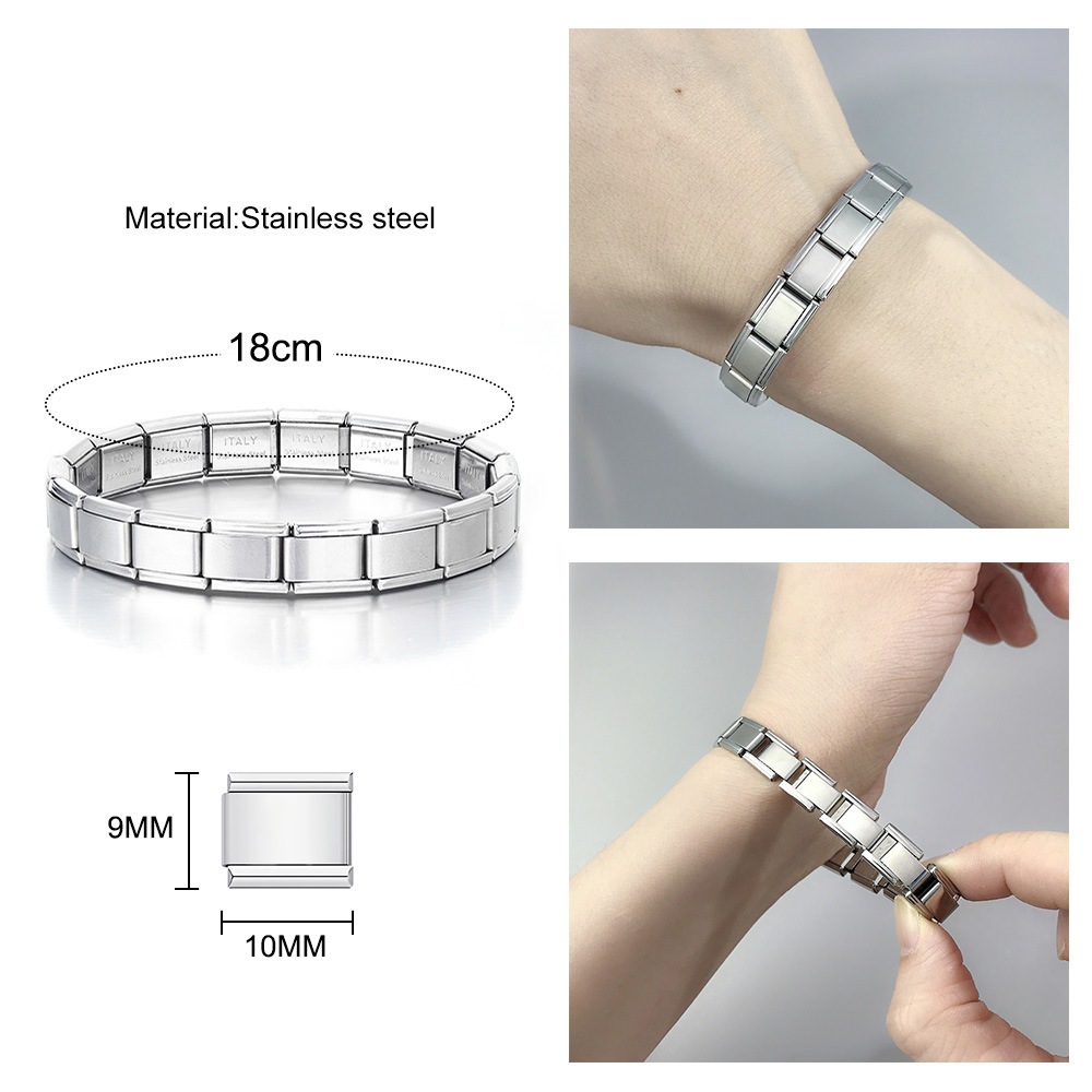 2025 SF ใหม่แฟชั่นอิตาเลี่ยนสไตล์ charm สร้อยข้อมือโมดูล charm สร้อยข้อมือ 9 มม.สร้อยข้อมือสแตนเลส DIY เครื่องประดับ