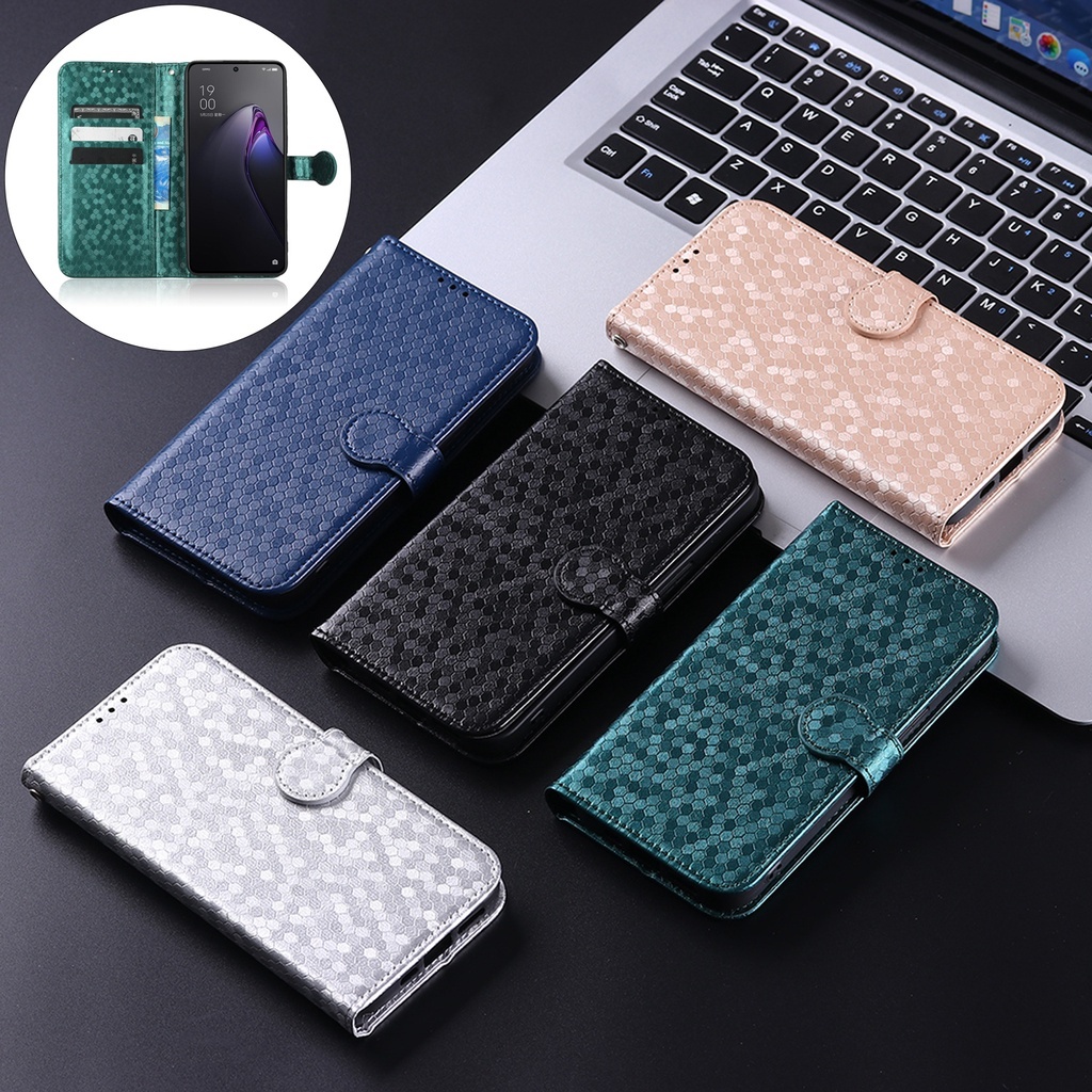 เคสวีโว Case for Vivo Y05 Y21D Y21 Y31 V70 FE V60 V50 V40 Lite V30 Pro Y39 5G Y29 Y04 Y04s Y28 Y03 Y03t Y18 4G Y28s Y200 Pro X200 FE 5G เคสโทรศัพท์หนัง TPU นิ่ม ฝาพับ พร้อมช่องใส่บัตร และสายคล้อง Hexagon Pattern PU Leather Flip Cover Wallet ซองมือถือ BDW