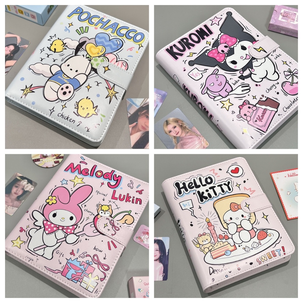 สมุดการ์ด หนัง pu A5 การ์ดหนังสือหัวเข็มขัดแม่เหล็ก y2k หลวม Four Palace การ์ดหนังสือคู่มือเก็บหนังสือโพลารอยด์ 10 ซม.การ์ดรูปถ่ายอัลบั้มรูปโปสการ์ดอัลบั้มการ์ดหนังสือ