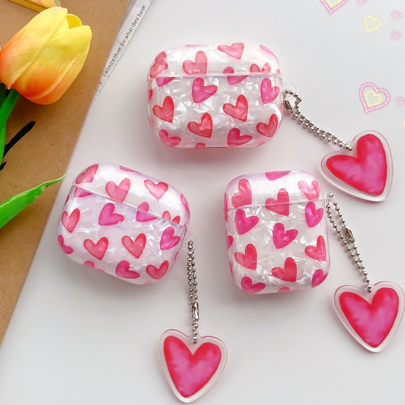 เคส Airpods แบบนุ่ม Pink Hearts สําหรับ AirPods 1, AirPods 2, AirPods 3, AirPods 4, AirPods Pro, Air