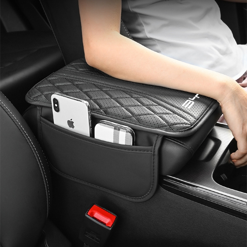 PU ที่เท้าแขนรถ Pad Organizer กระเป๋า Auto Armrests กล่องเก็บฝาครอบป้องกันเบาะสําหรับ BYD Atto 3 Dolphin E6 Tang Seal อุปกรณ์เสริม