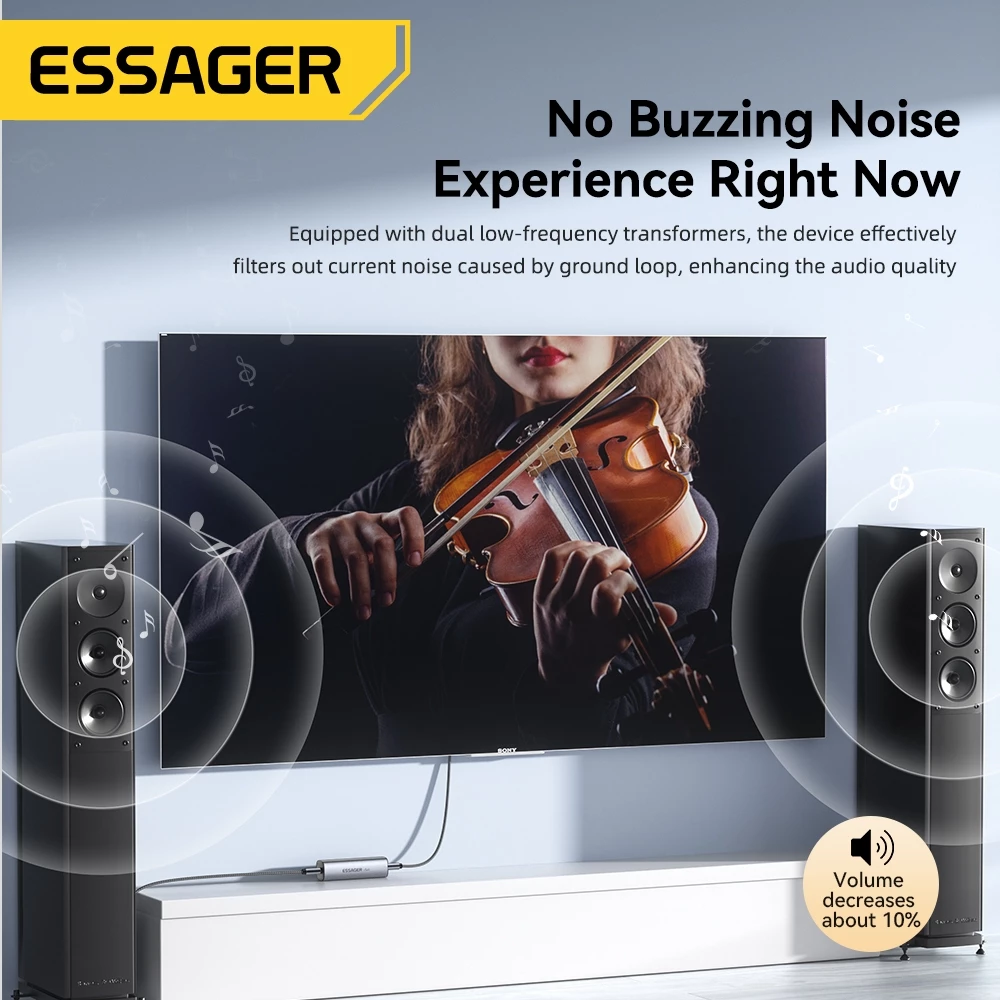 Essager J 3.5MM อินเทอร์เฟซมัลติฟังก์ชั่นเสียง Common Ground Isolator สําหรับสมาร์ทโฟนลําโพงคอมพิวเตอร์เครื่องเสียงรถยนต์สเตอริโอ thumbnail 7