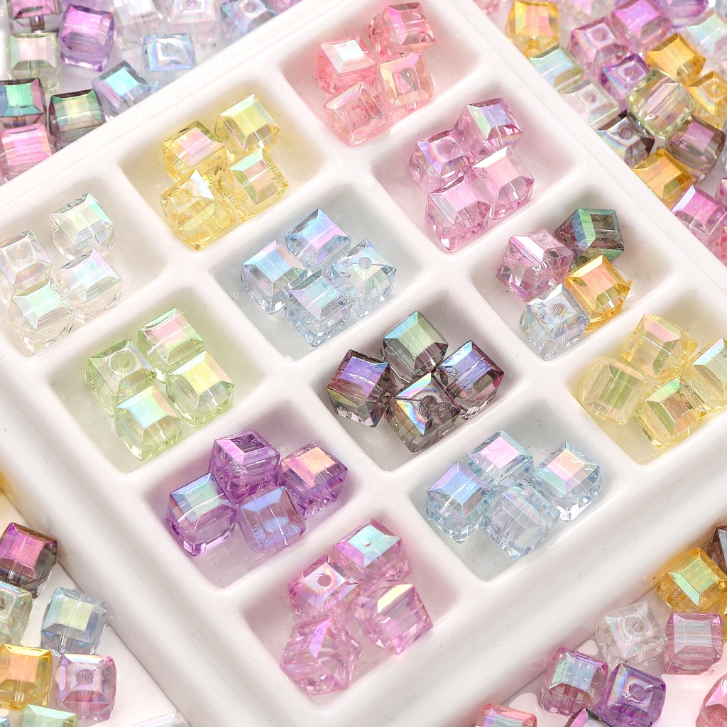 [8 มม.] Symphony Square Bead Transparent Color Accessories DIY Jewelry Pendant Accessories