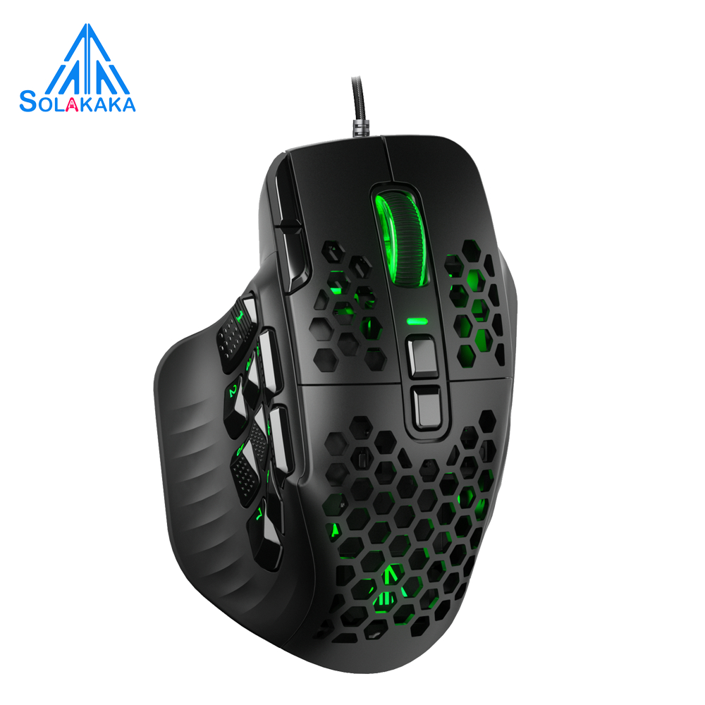 Solakaka SM809 MMO เมาส์สําหรับเล่นเกมแบบมีสาย USB การออกแบบน้ําหนักเบา 85g ปุ่มด้านข้างแบบกําหนดเอง DIY เปลี่ยนปลอกด้านข้าง