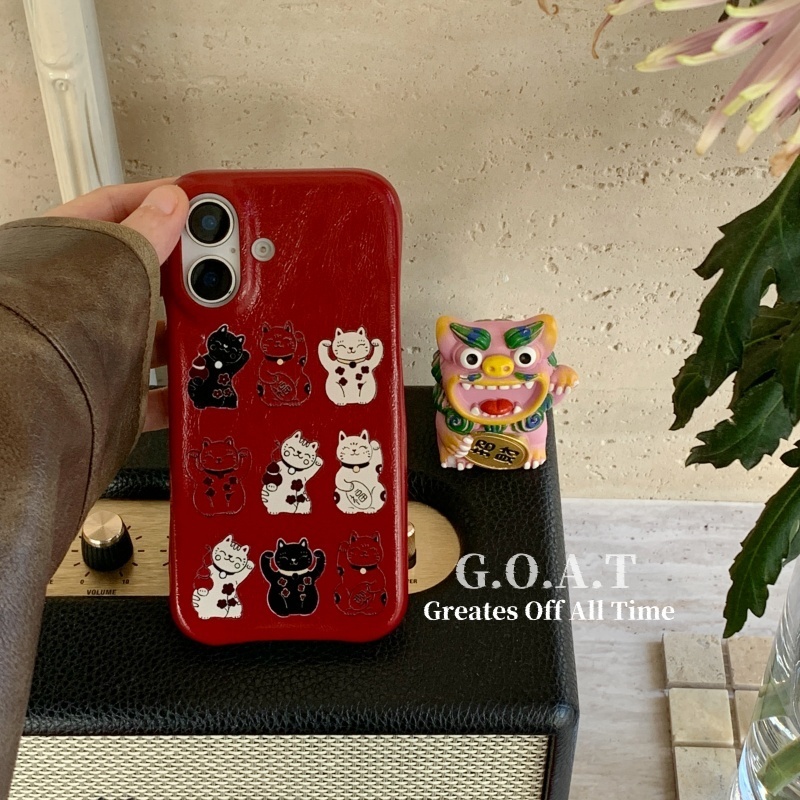Goat Creative ปลอกวัสดุหนังแฟชั่นเข้ากันได้สําหรับ iPhon 16 11 15 12 13 14 เคสโทรศัพท์ด้านหลังป้องกันการล่มสลาย