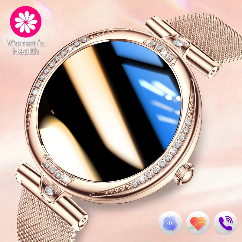 Lige แฟชั่นผู้หญิง Smartwatch หน้าจอ AMOLED นาฬิกาผู้หญิง Heart Rate ความดันโลหิตการตรวจสอบสุขภาพสมาร์ทนาฬิกา Android iOS