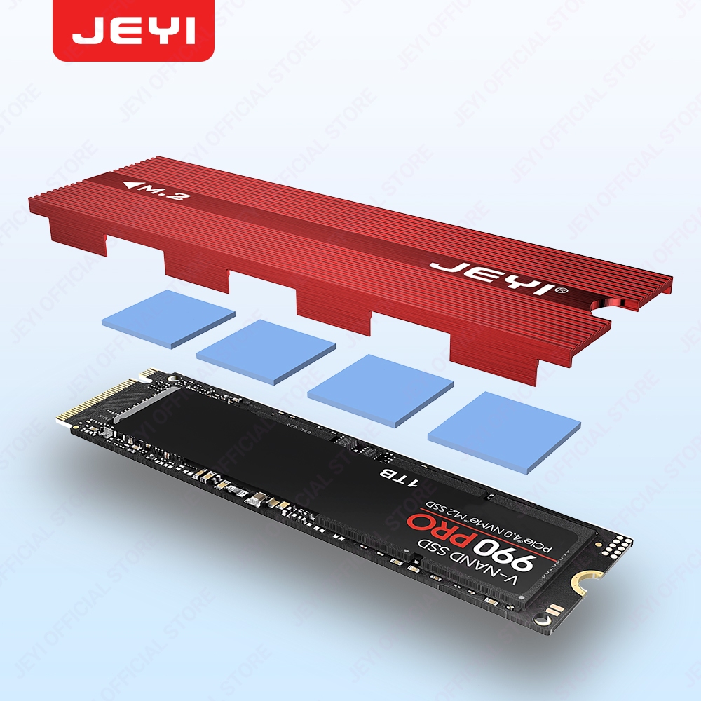 Jeyi M.2 ฮีทซิงค์ระบายความร้อน SSD 2280 SSD อะลูมิเนียม สองด้าน พร้อมแผ่นซิลิโคนความร้อน สําหรับ PS5 PC PCIE NVME NGFF M2 SSD