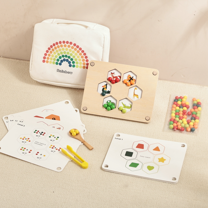 ปริศนาเด็ก Early Education ของเล่นสร้างอิสระ Rainbow กระดานวาดภาพ Busy Board Color&Shape ภาษาอังกฤษจับคู่ความรู้ความเข้าใจ