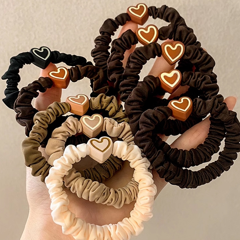 Candy 1บาทยางรัดผมลายหัวใจความยืดหยุ่นสูงสไตล์เกาหลีแฟชั่นนักเรียนเครื่องประดับผมสำหรับผู้หญิงของขวัญขายส่ง
