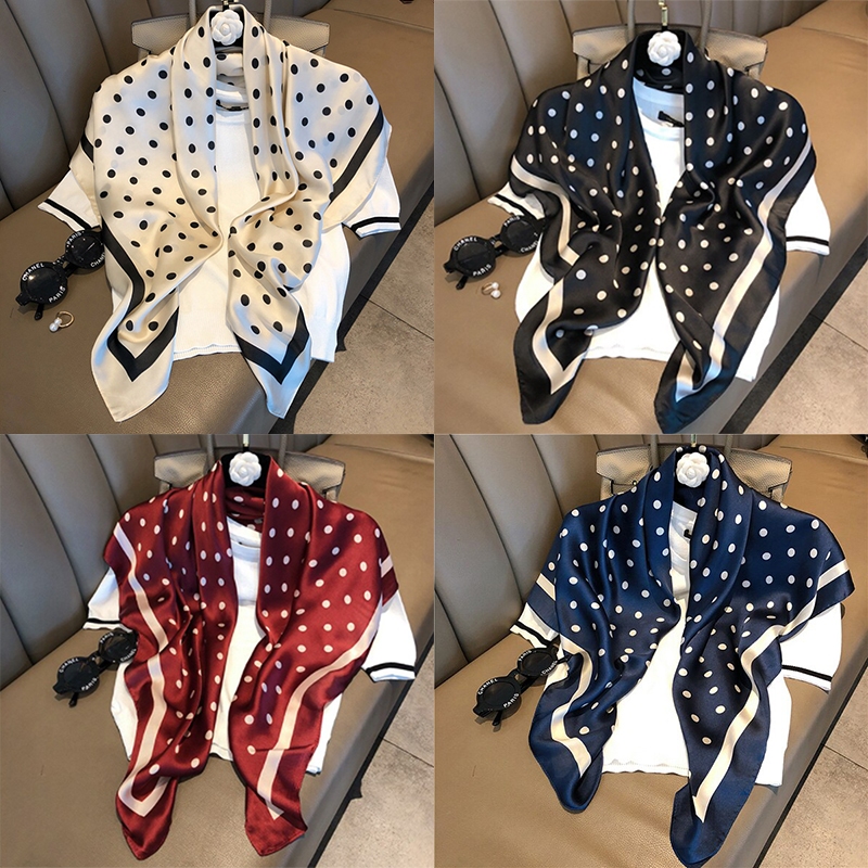 ผ้าพันคอ 90 ซม. ผ้าคลุมไหล่ เข็มขัด ผ้าไหมเทียม ผ้าสี่เหลี่ยม 90x90 ซม สำหรับผู้หญิงและผู้ชาย B102