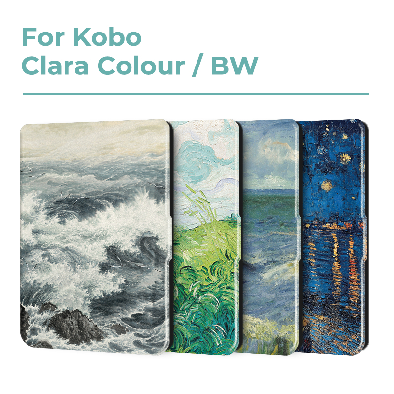 สําหรับ Kobo Clara Colour BW ฝาครอบป้องกัน 6 นิ้ว Auto Sleep Wake function E-book Case พร้อมลวดลายทาสี
