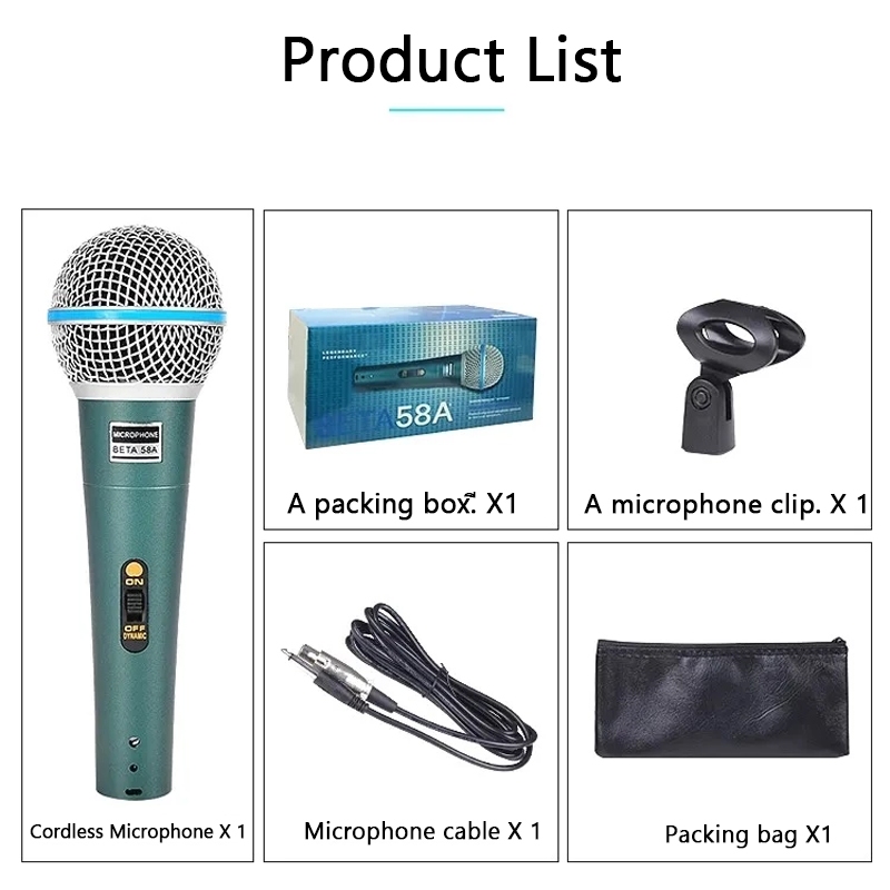 Shure BETA58A ไมโครโฟนแบบมีสายมืออาชีพการแสดงบนเวที K เพลงไมโครโฟนมืออาชีพ