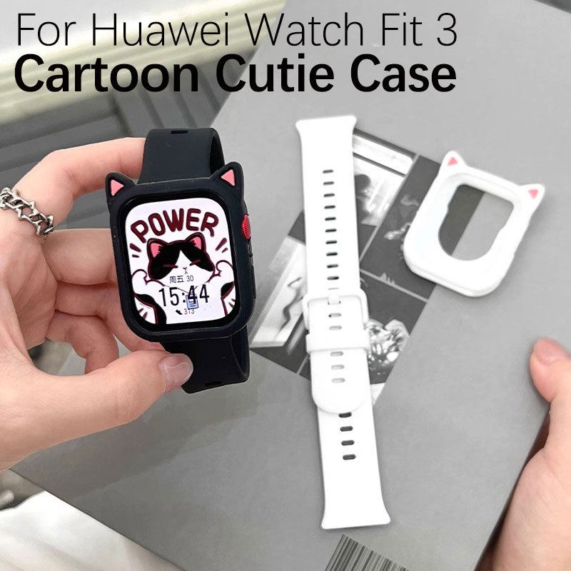 การ์ตูน Cutie ซิลิโคน Soft Case สําหรับ Huawei Watch Fit 3 Protecitve กรณีฝาครอบซิลิโคนสายคล้องคอสําหรับ Huawei Watch Fit 2 อุปกรณ์เสริม