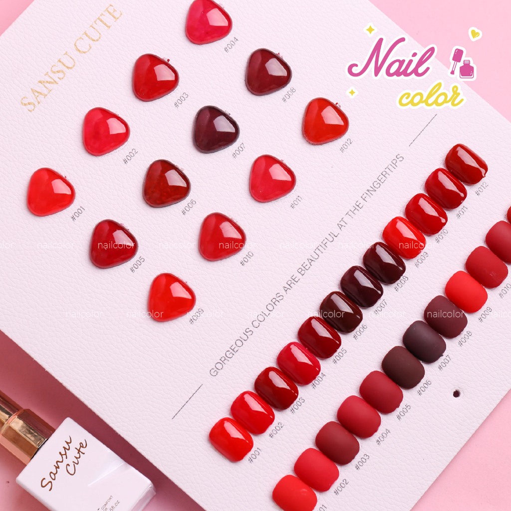 [คลังสินค้าพร้อม] 12 สี ยาทาเล็บสีแดงกาวชุดแต่งเล็บ (เล็บซันซู) ยาทาเล็บสีขาวเบอร์กันดีฟรีการ์ดสี - รูปที่ 4