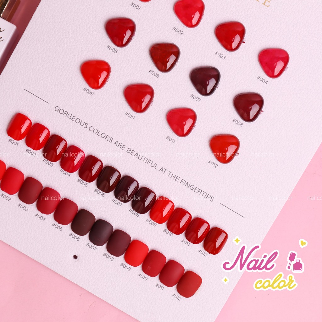 [คลังสินค้าพร้อม] 12 สี ยาทาเล็บสีแดงกาวชุดแต่งเล็บ (เล็บซันซู) ยาทาเล็บสีขาวเบอร์กันดีฟรีการ์ดสี - รูปที่ 3