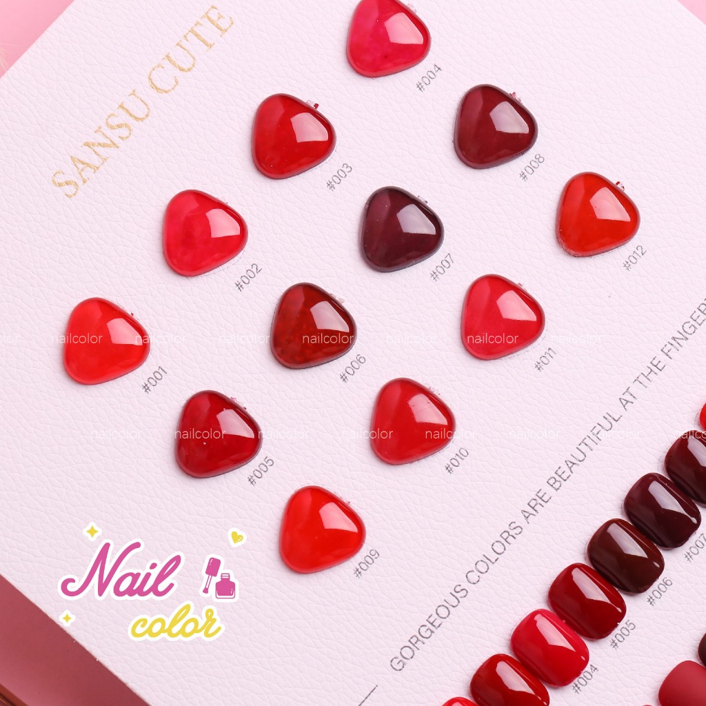 [คลังสินค้าพร้อม] 12 สี ยาทาเล็บสีแดงกาวชุดแต่งเล็บ (เล็บซันซู) ยาทาเล็บสีขาวเบอร์กันดีฟรีการ์ดสี - รูปที่ 6