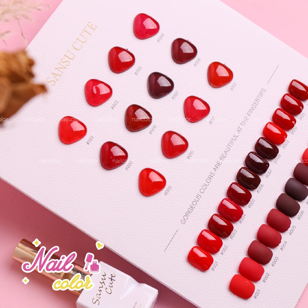 [คลังสินค้าพร้อม] 12 สี ยาทาเล็บสีแดงกาวชุดแต่งเล็บ (เล็บซันซู) ยาทาเล็บสีขาวเบอร์กันดีฟรีการ์ดสี - รูปที่ 2