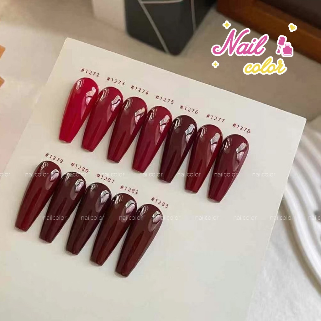 [คลังสินค้าพร้อม] 12 สี ยาทาเล็บสีแดงกาวชุดแต่งเล็บ (เล็บซันซู) ยาทาเล็บสีขาวเบอร์กันดีฟรีการ์ดสี - รูปที่ 7