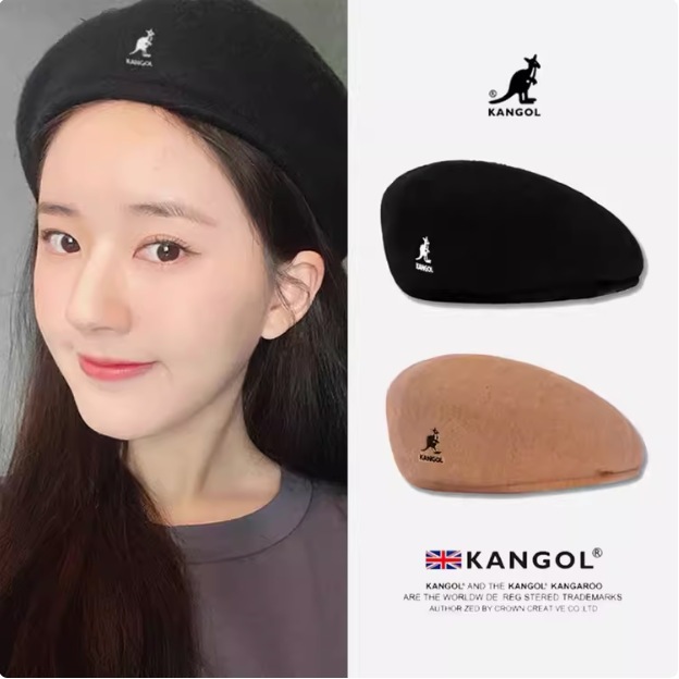 Kangol Kangaroo Beret ฤดูหนาวขนสัตว์หมวกอบอุ่นหนาหมวกจิตรกรย้อนยุคเดียวกันของ Hyuna